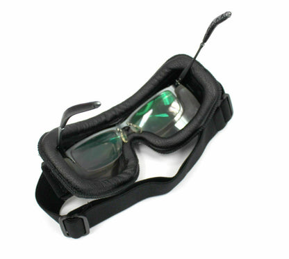 MOTORCYCLE RETRO BLACK SILVER TINTED LENS GOGGLE