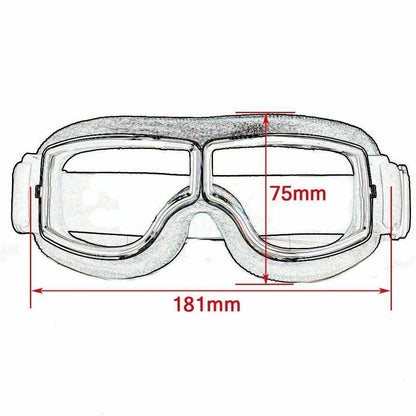 MOTORCYCLE RETRO BLACK SILVER TINTED LENS GOGGLE
